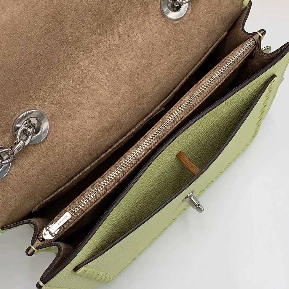 COACH NWT Lane Shoulder Bag With Whipstitch COLOR:
Silver/Pale Lime - Picture 8 of 16